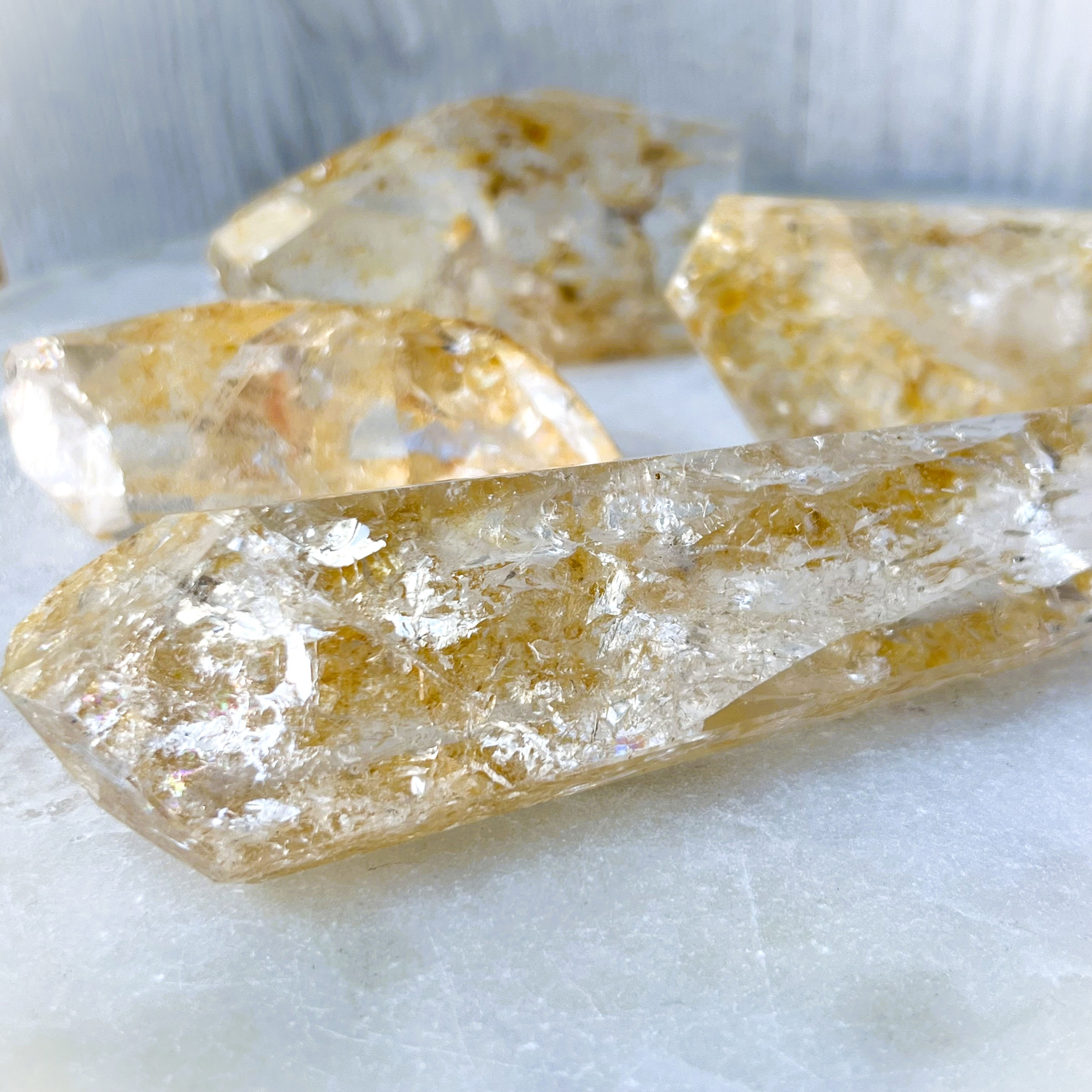 HQ Golden Healer Quartz Faceted Freeform