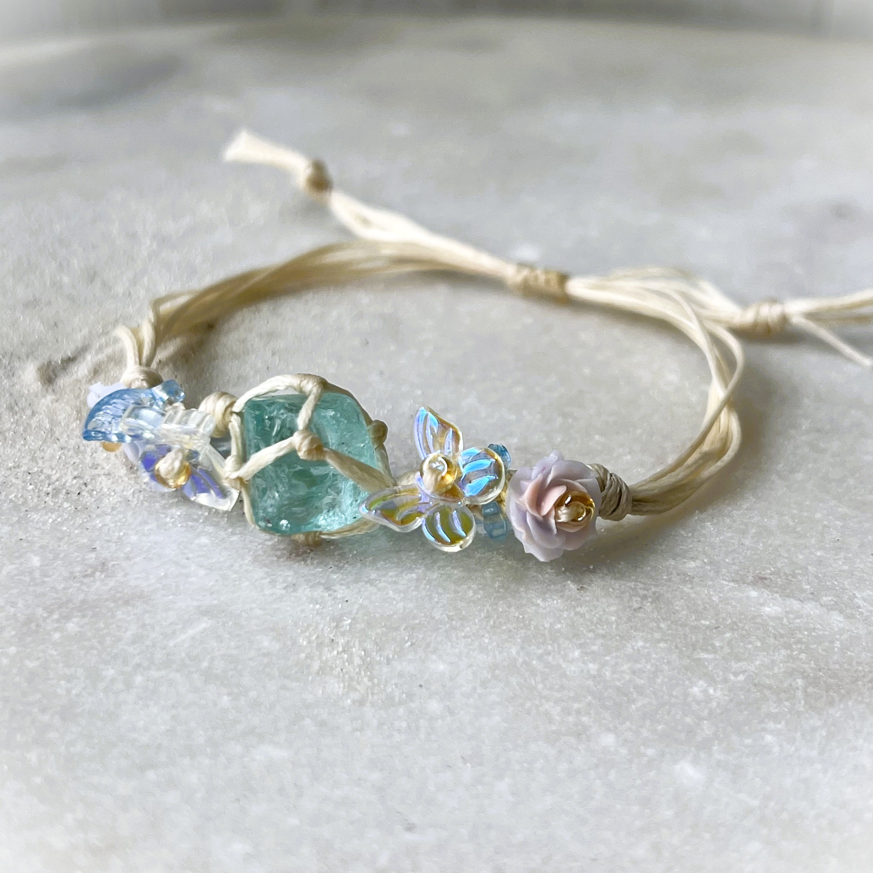 Aquamarine Adjustable Flower Bracelet