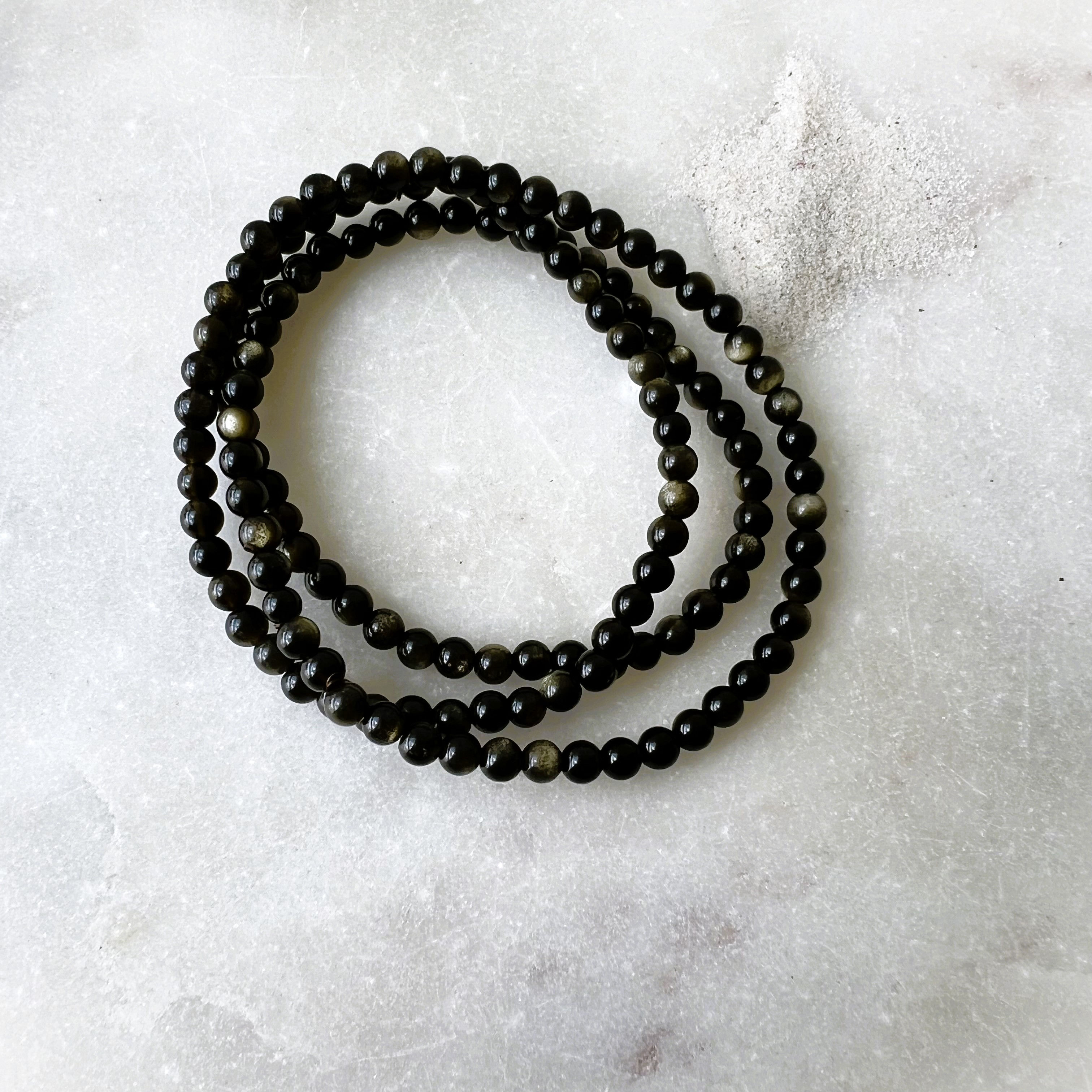 Gold Sheen Obsidian Bead Necklace