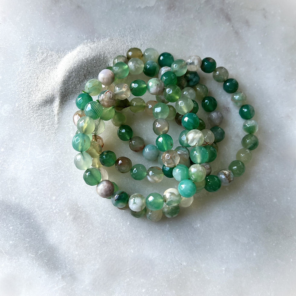 Candy Green Cherry Blossom Agate Faceted Bead Bracelet