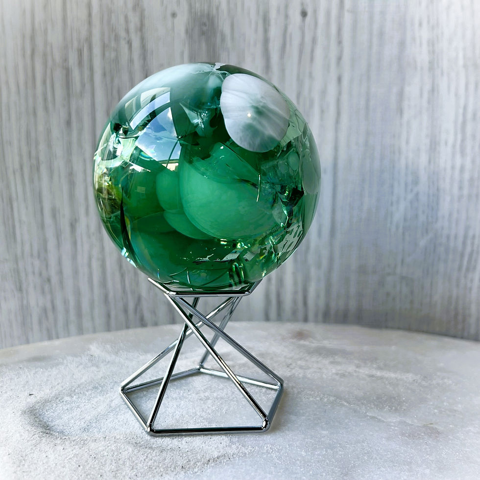 Thumbnail: Green Larimar Sphere - Sea Blossom Glass