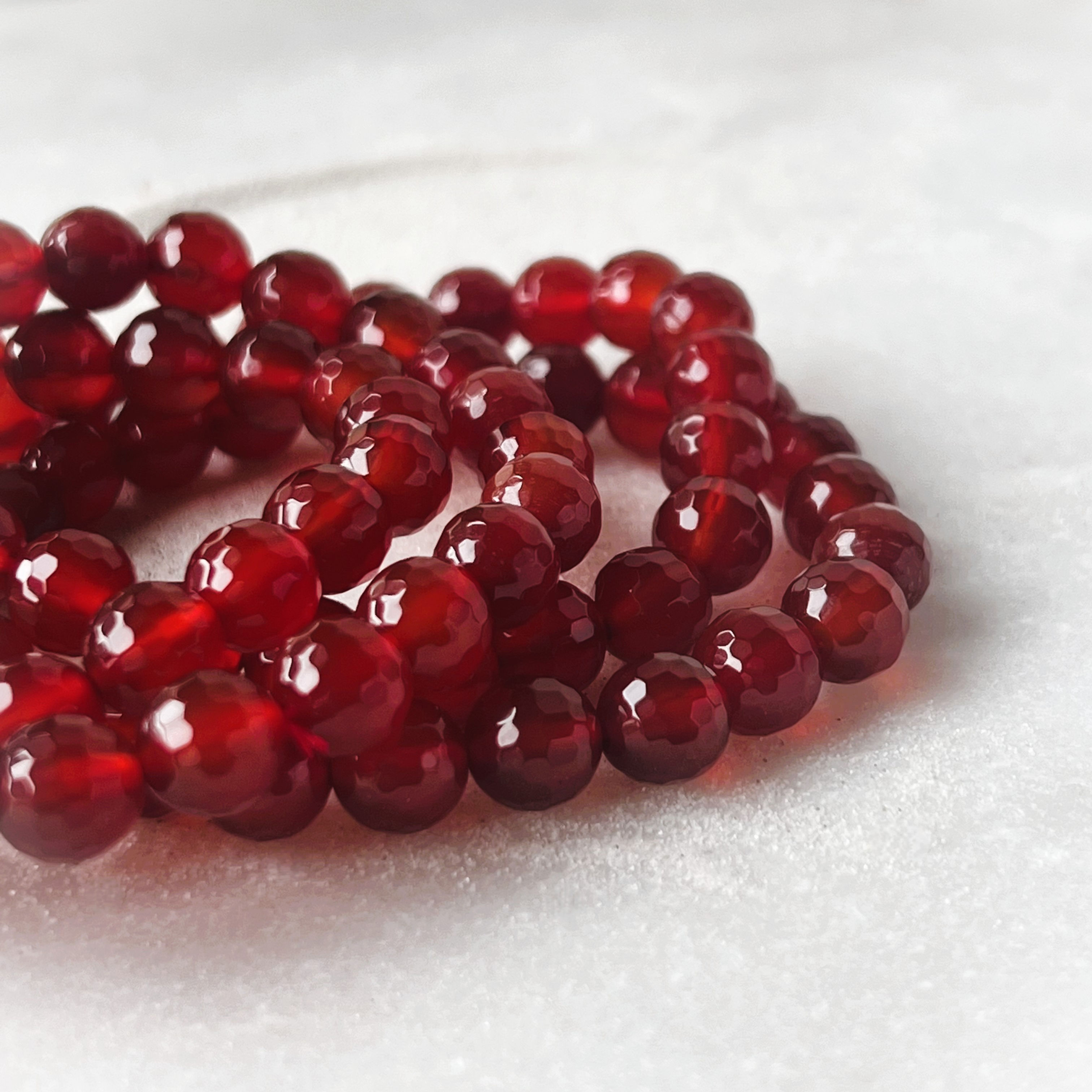 Red Agate Faceted Bead Bracelet