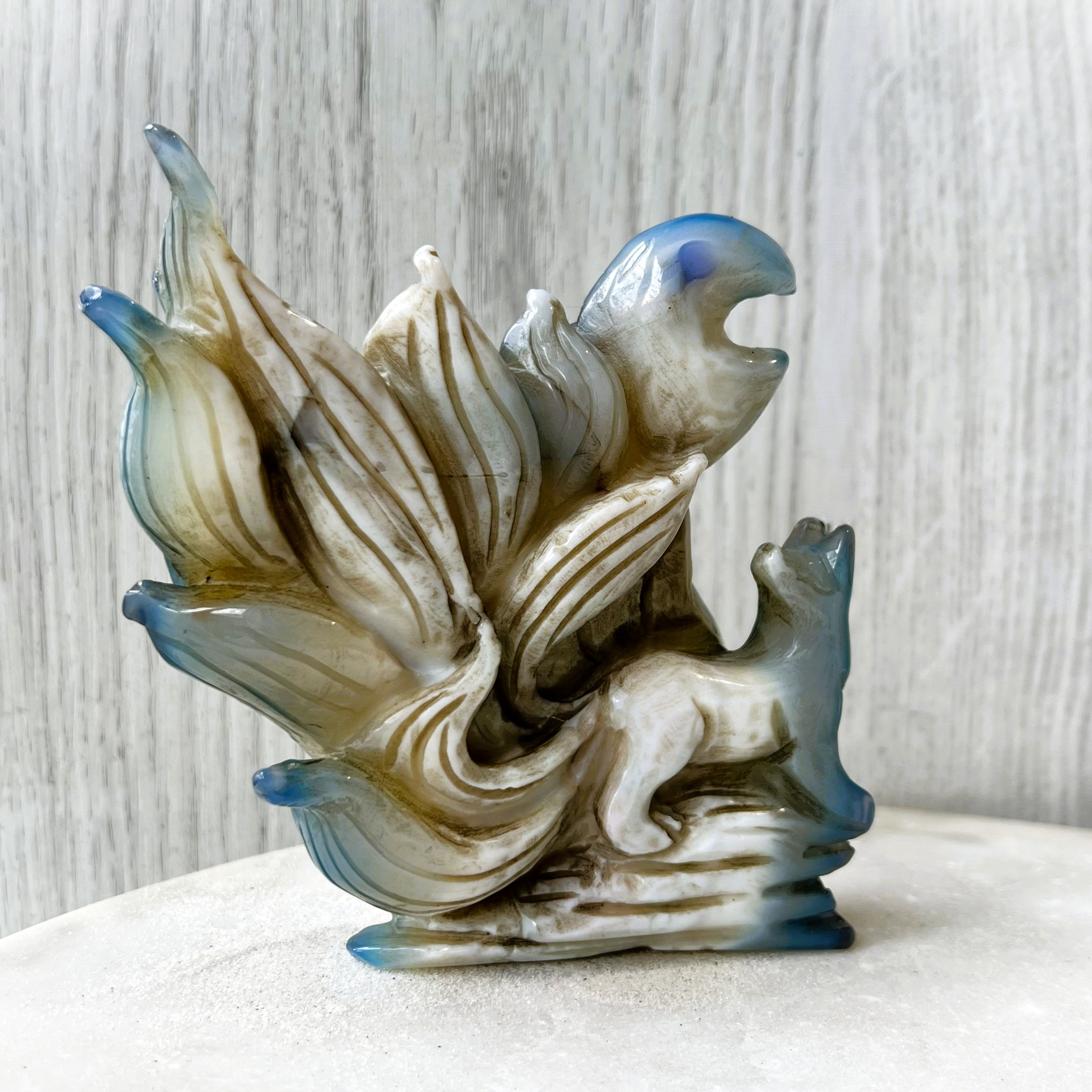Orca Agate Nine Tailed Fox with Moon