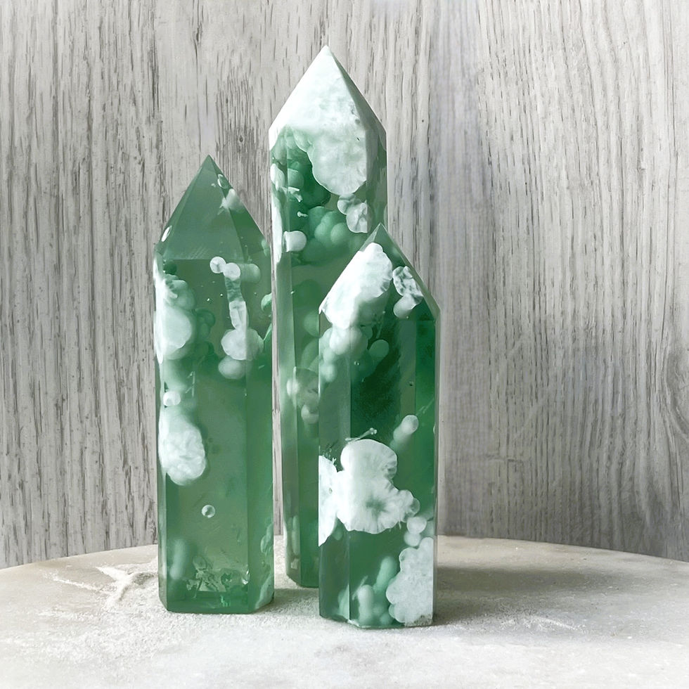 Thumbnail: Green Larimar Tower - Sea Blossom Glass