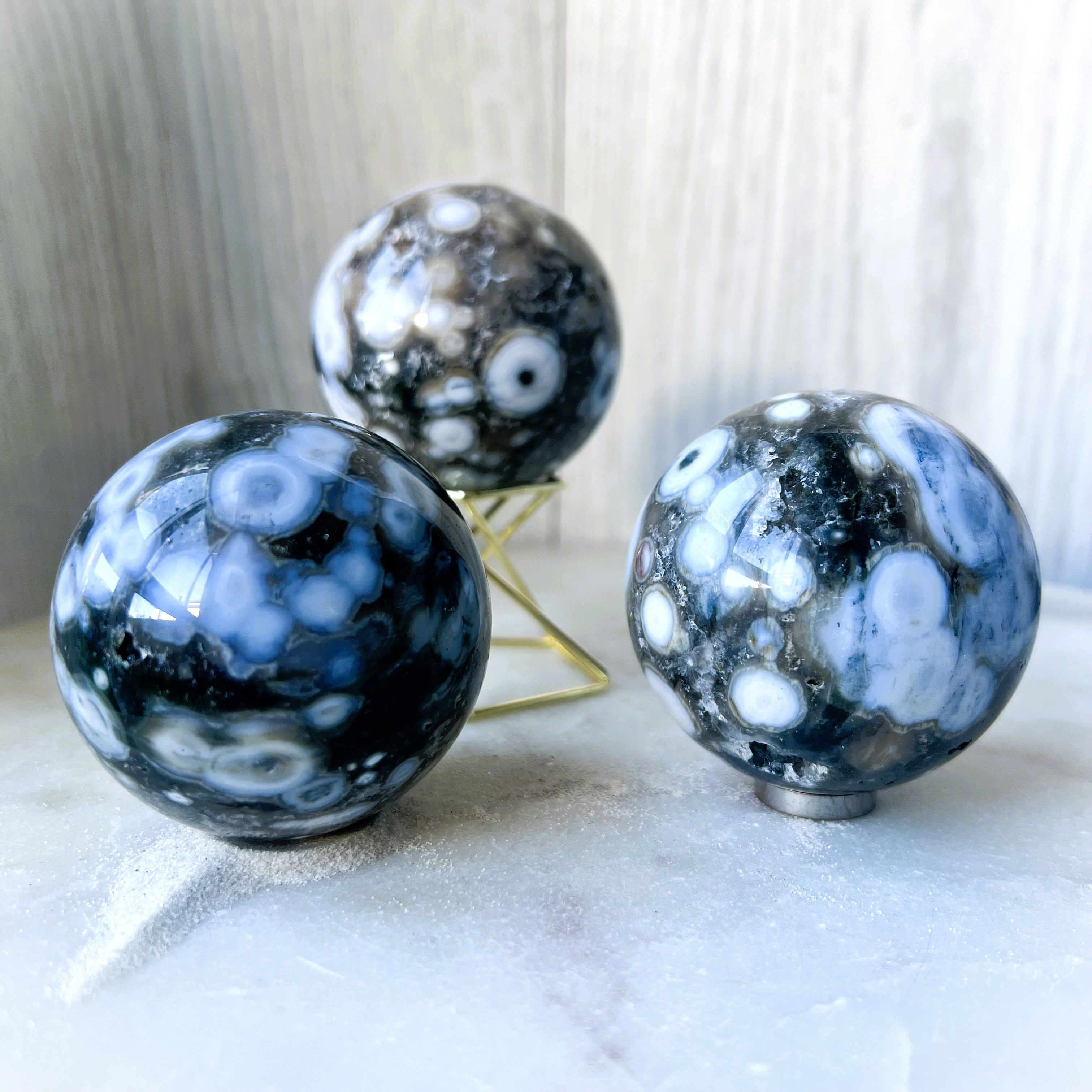 Blue Ocular Sea Jasper Sphere