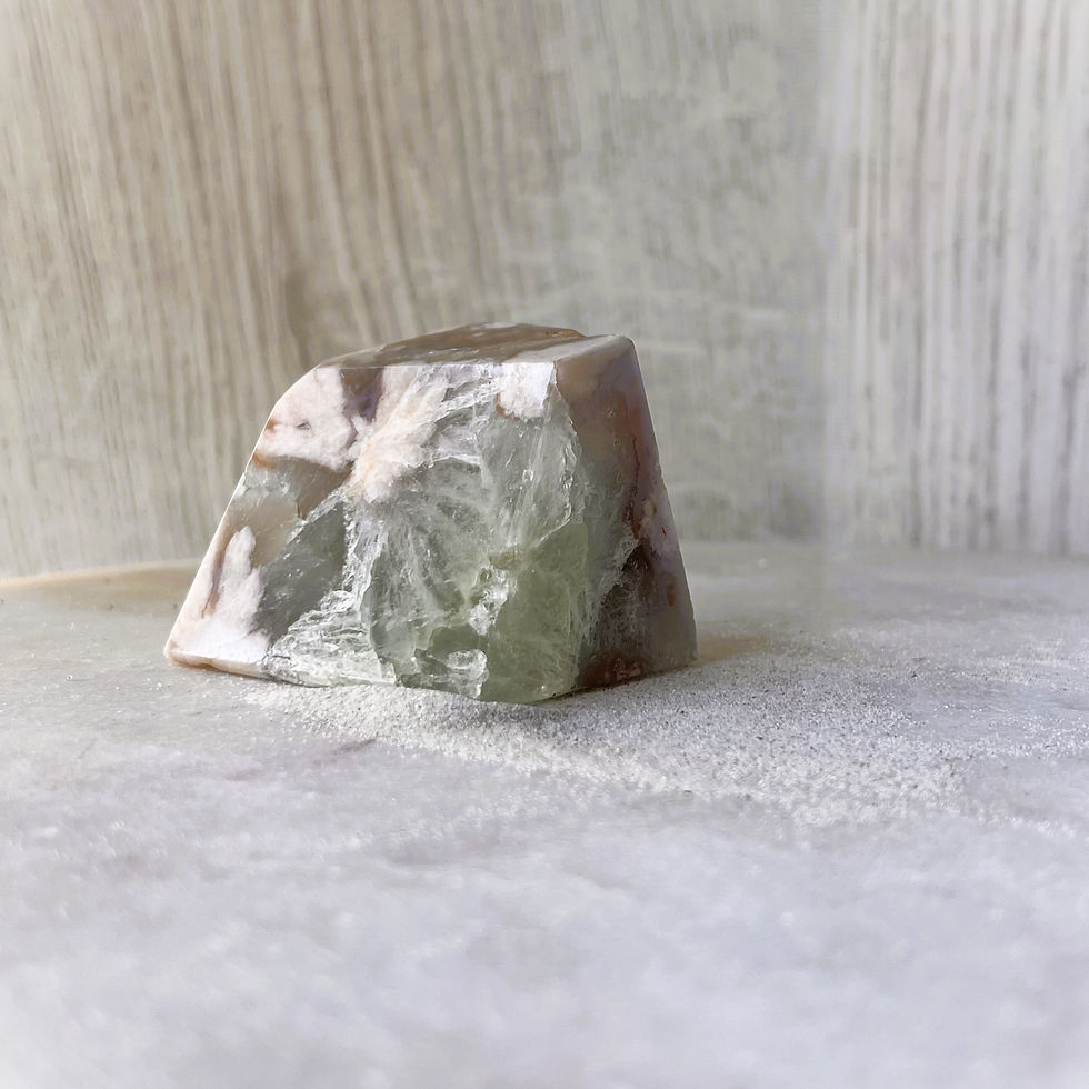 Thumbnail: Green Cherry Blossom Faceted Agate Freeform