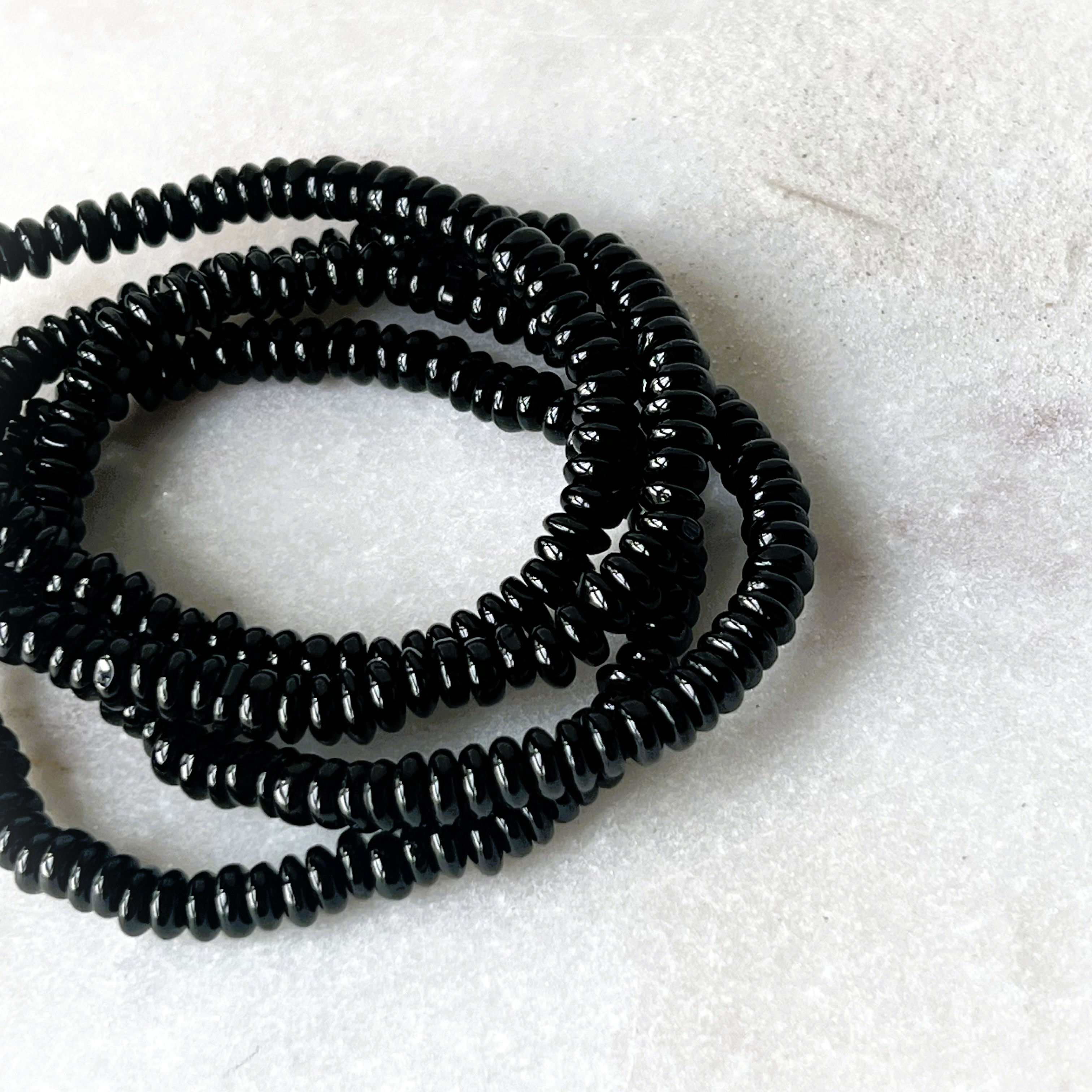 Black Tourmaline Coin Bead Bracelet