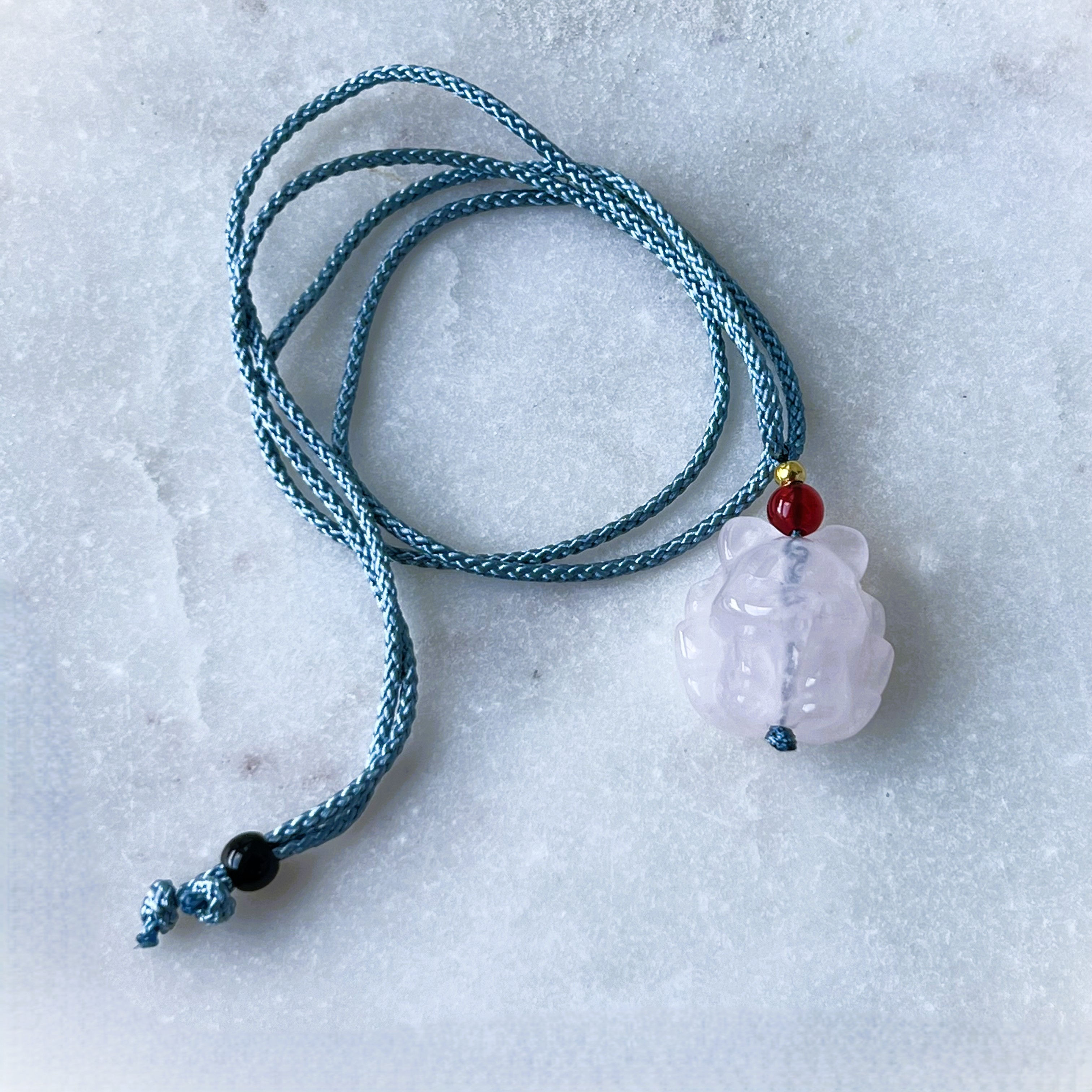Rose Quartz Nine‑Tailed Fox Necklace