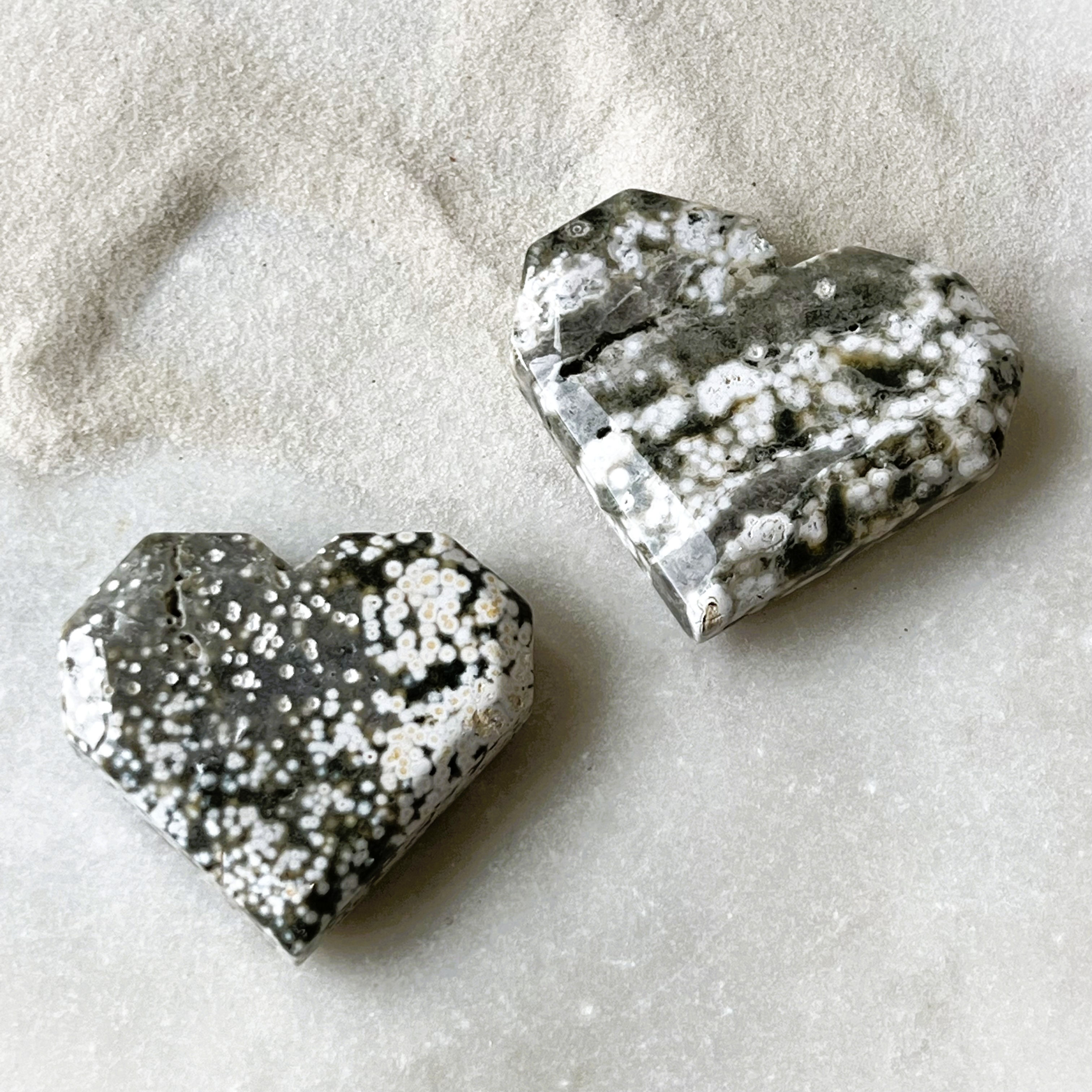 Small Ocean Jasper Geometric Heart