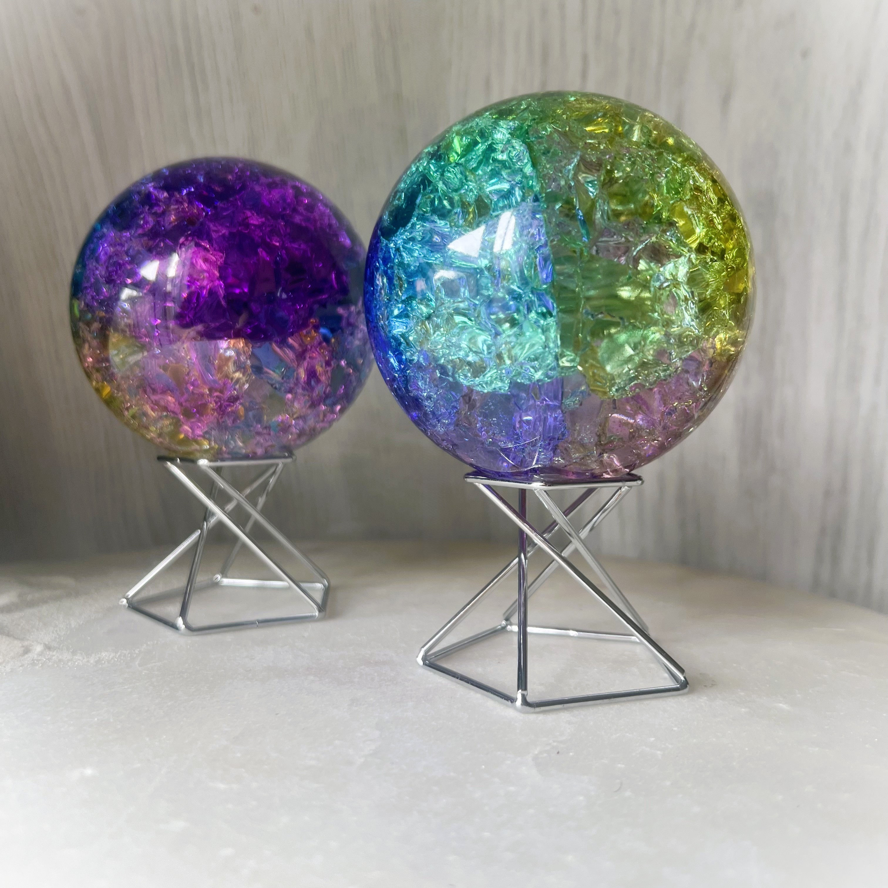 Rainbow Crackle Quartz Sphere