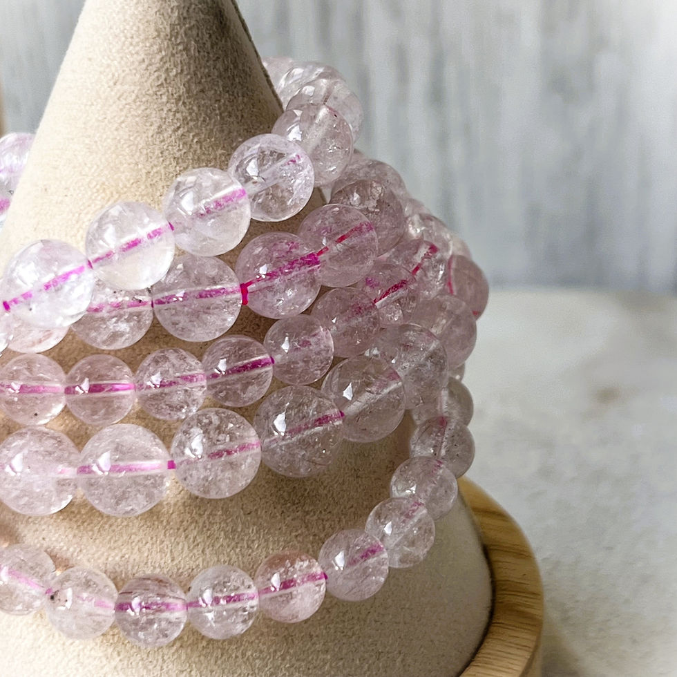 Thumbnail: Pink Azeztulite Quartz Bead Bracelet