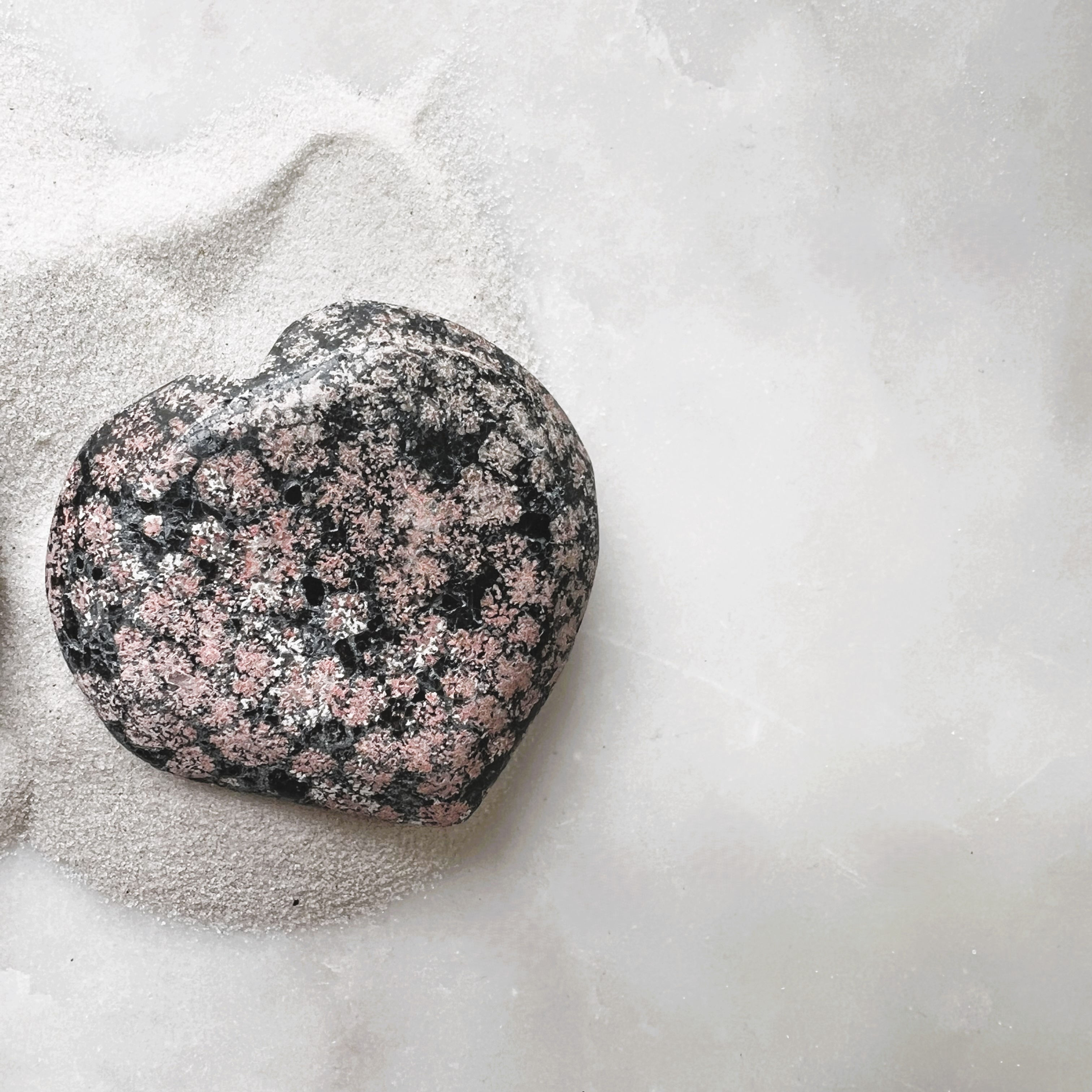 Pink Snowflake Obsidian Heart