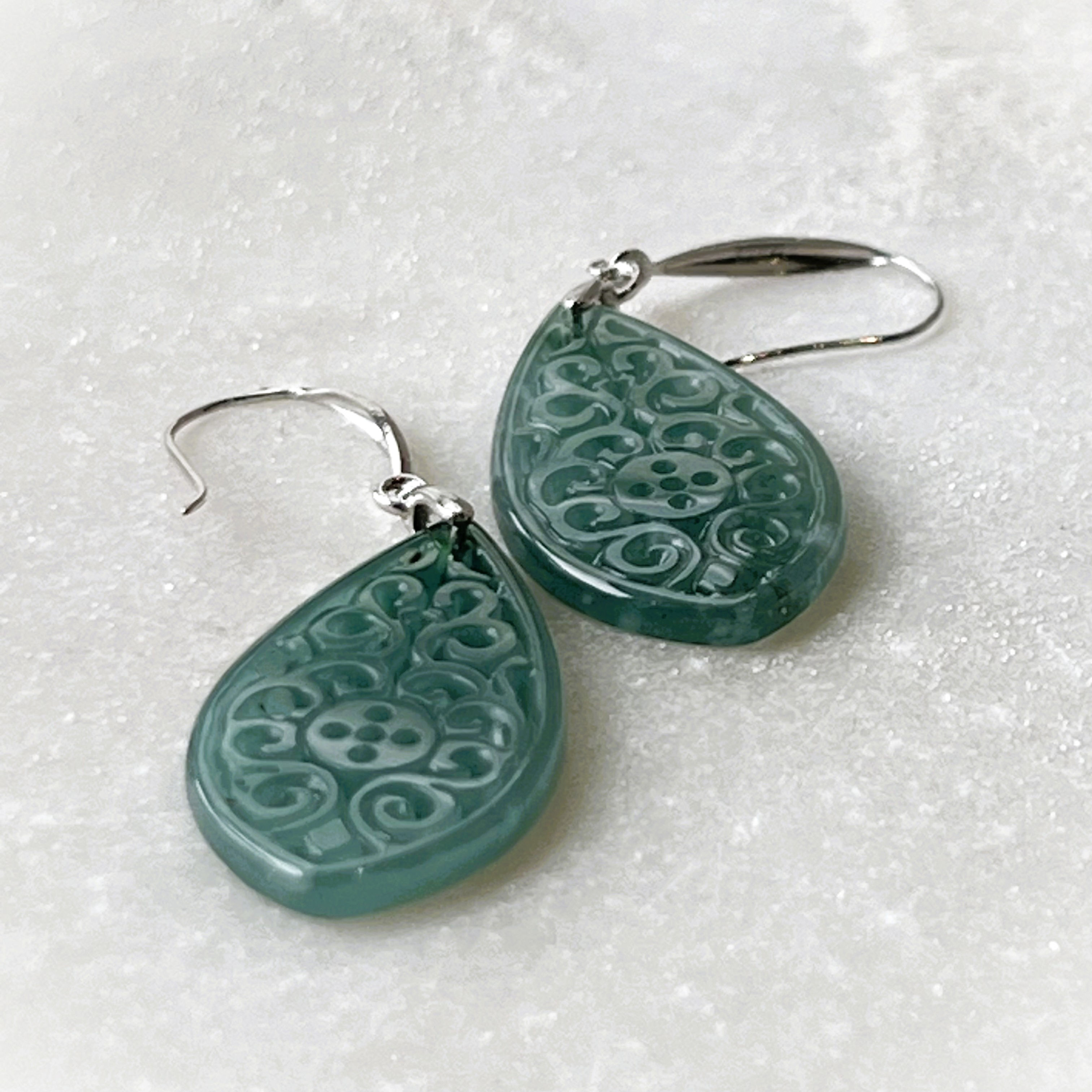 Blue Water Jadeite S925 Silver Earring