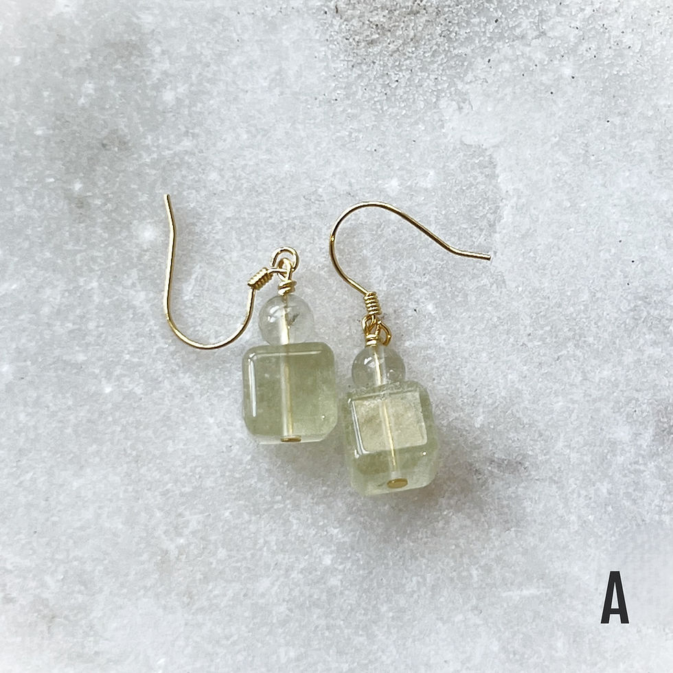 Thumbnail: Libyan Desert Glass Cube Earrings