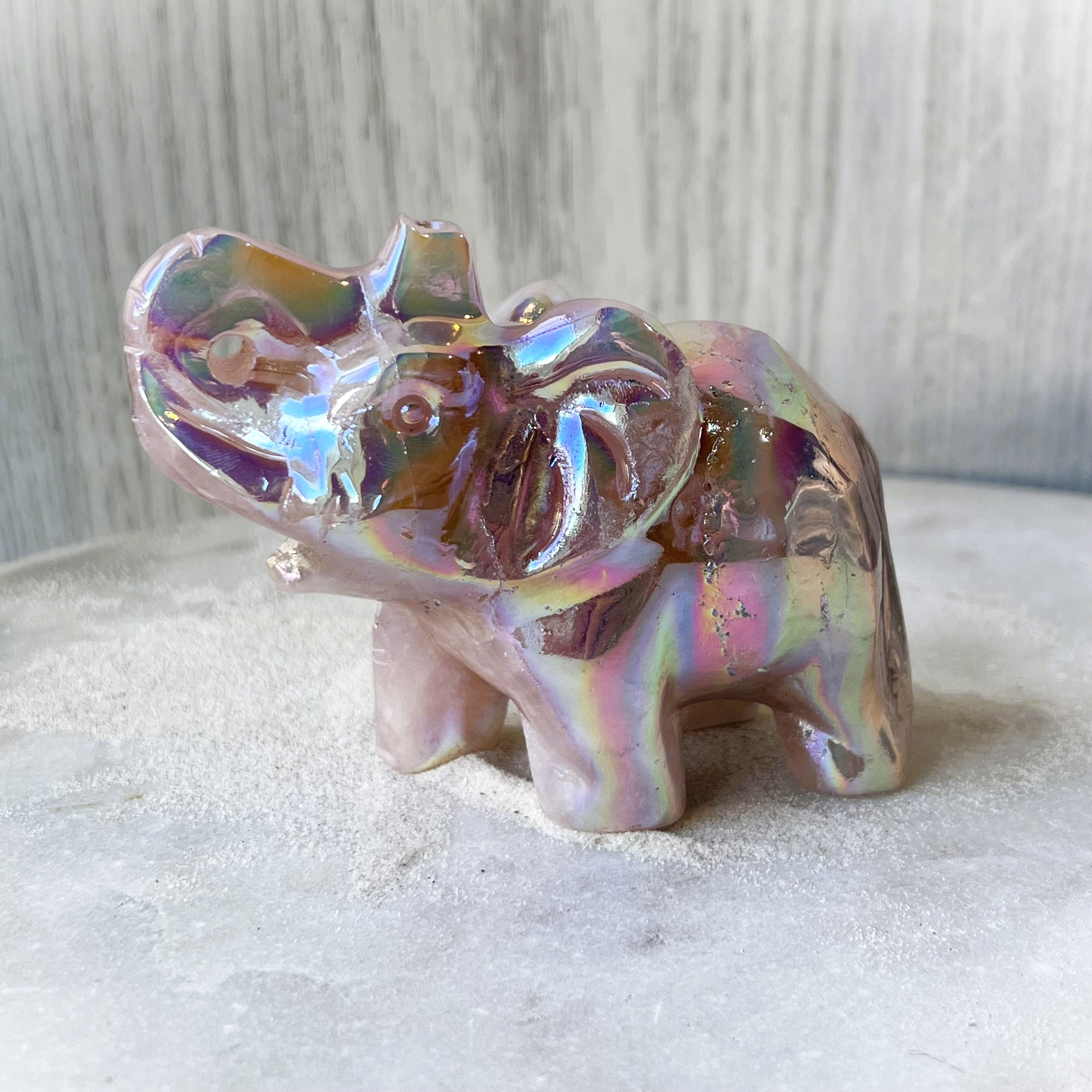 Rose Quartz Aura Elephant