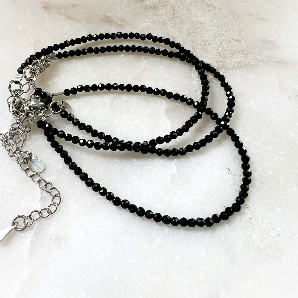 Black Tourmaline Faceted Micro Bead Bracelet