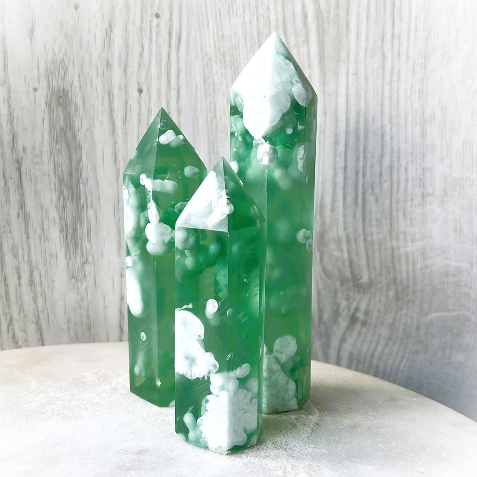Thumbnail: Green Larimar Tower - Sea Blossom Glass