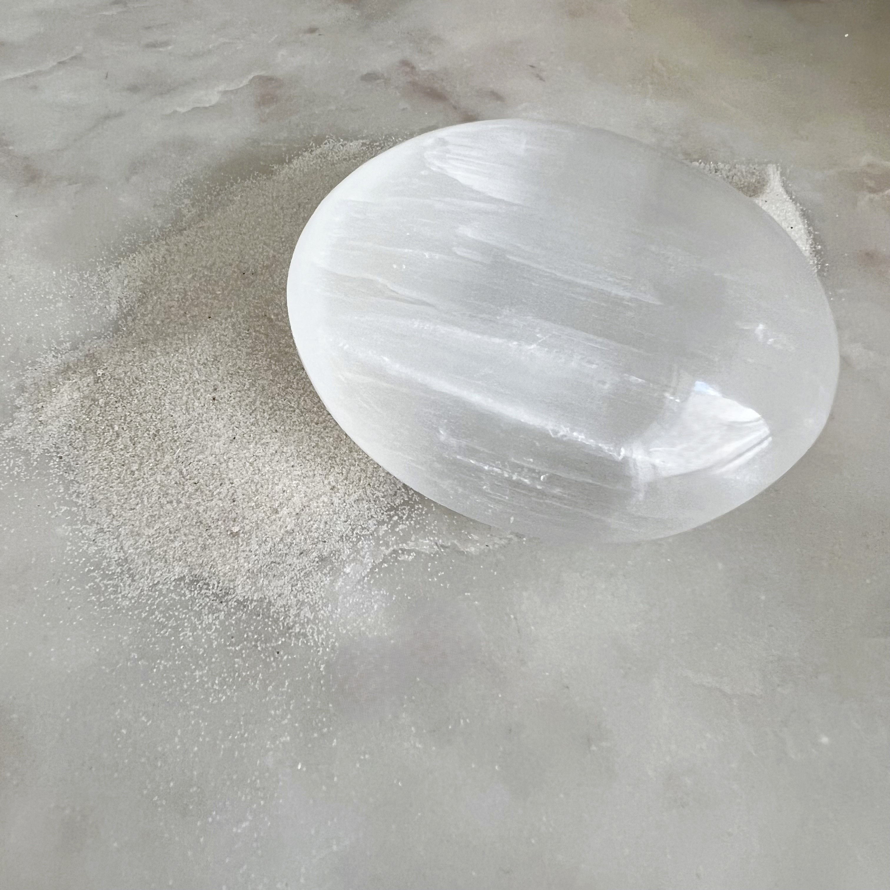Selenite Palm Stone