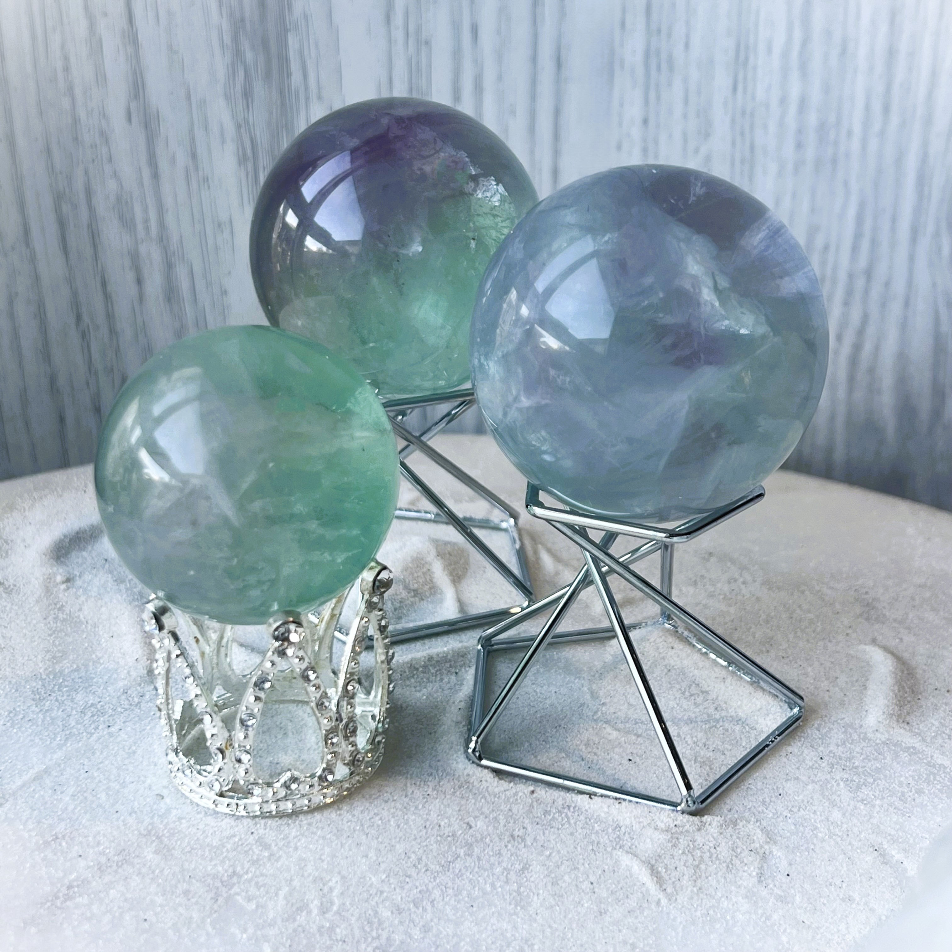 Ghost Watermelon Fluorite Sphere