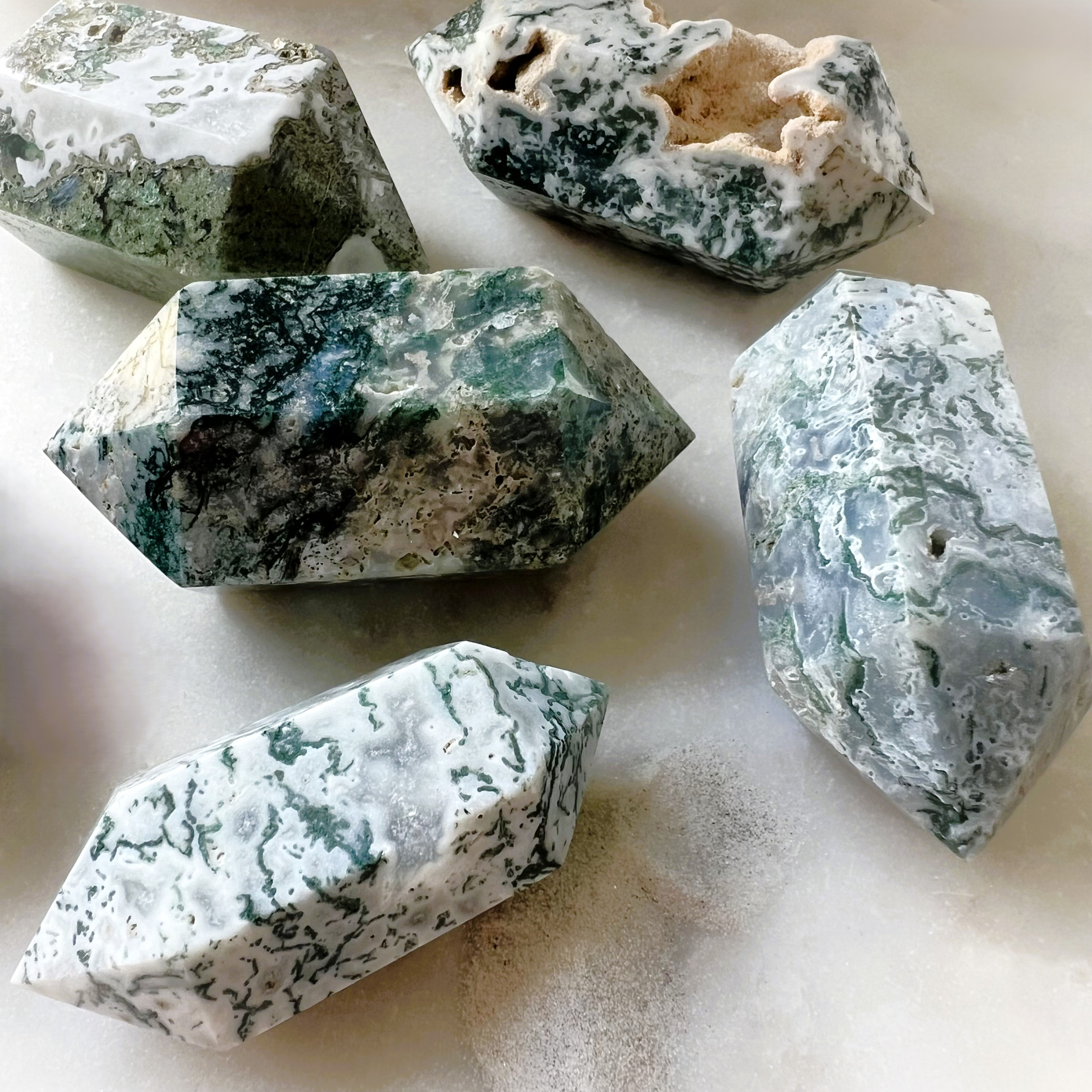 Large Moss Agate Double Point