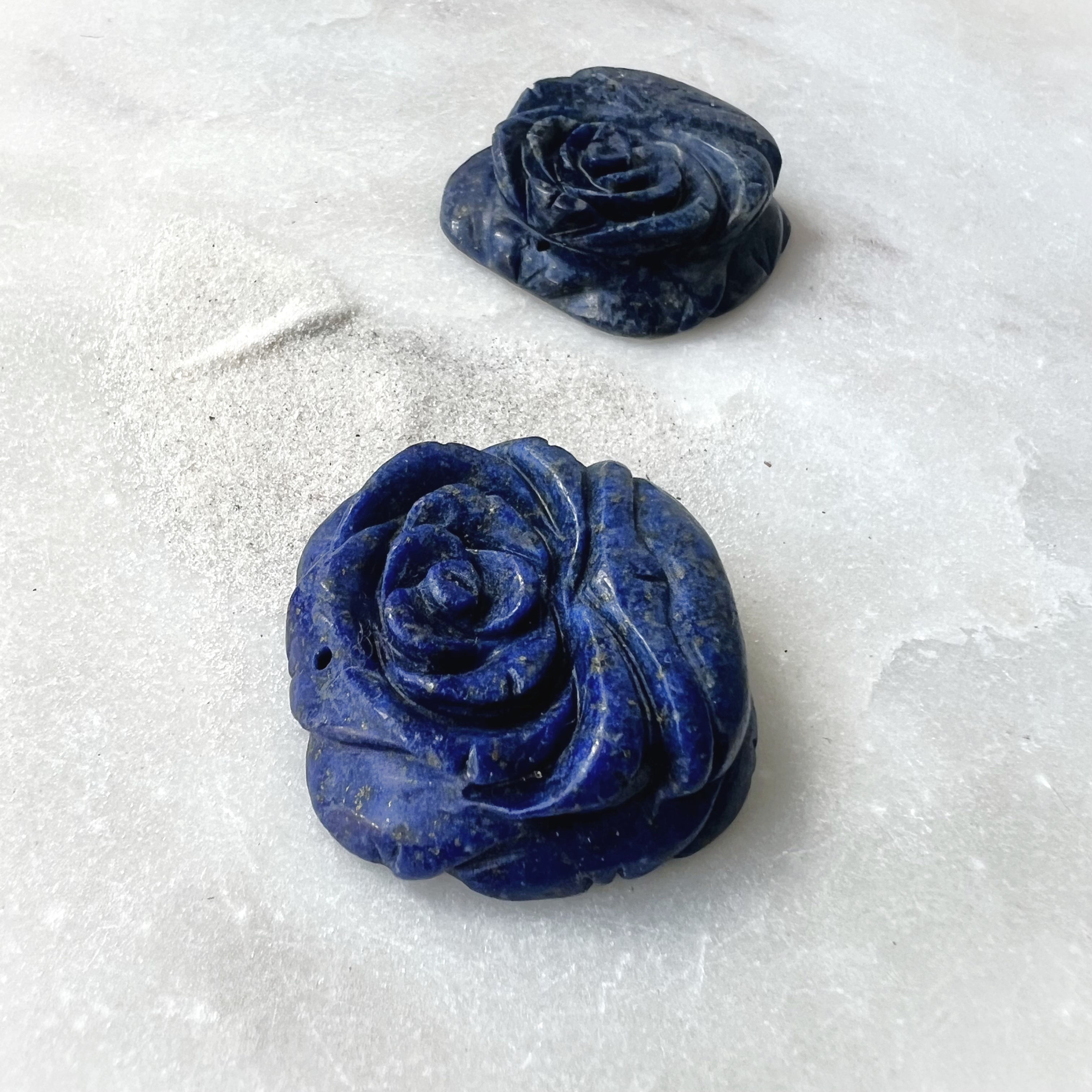Small Lapis Lazuli Rose - Drilled