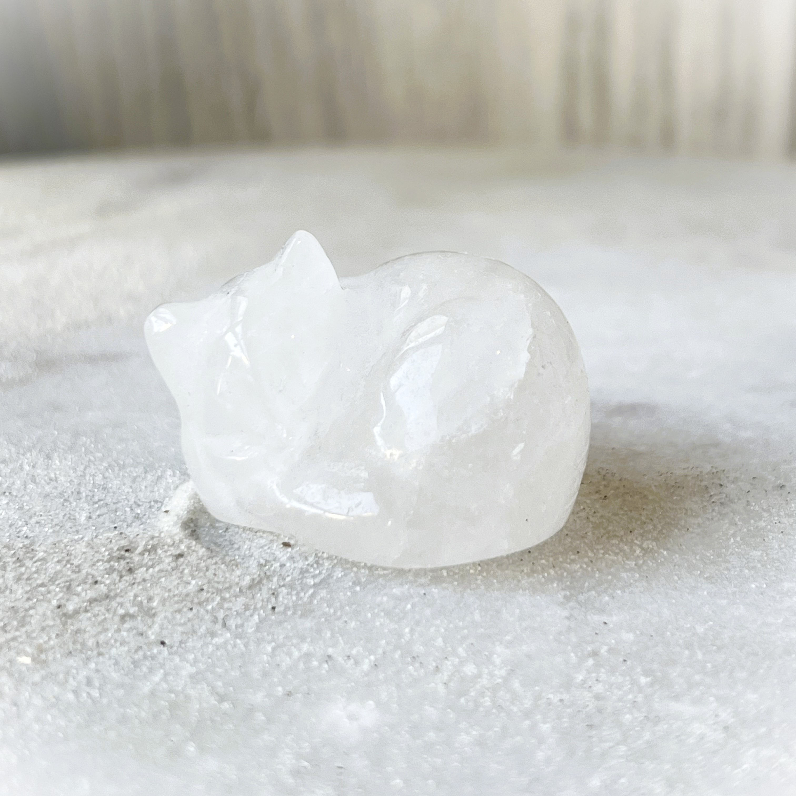 Clear Quartz Mini Sleeping Cat