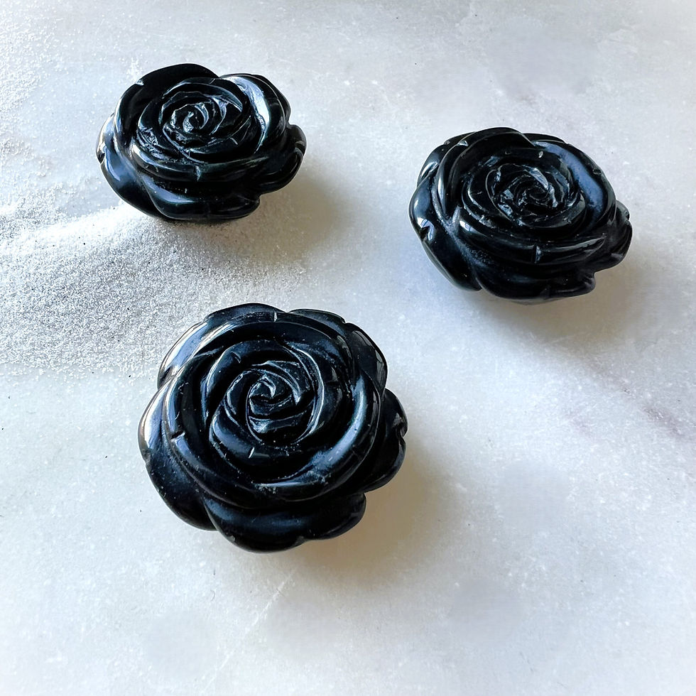 Thumbnail: Small Black Obsidian Rose - Drilled