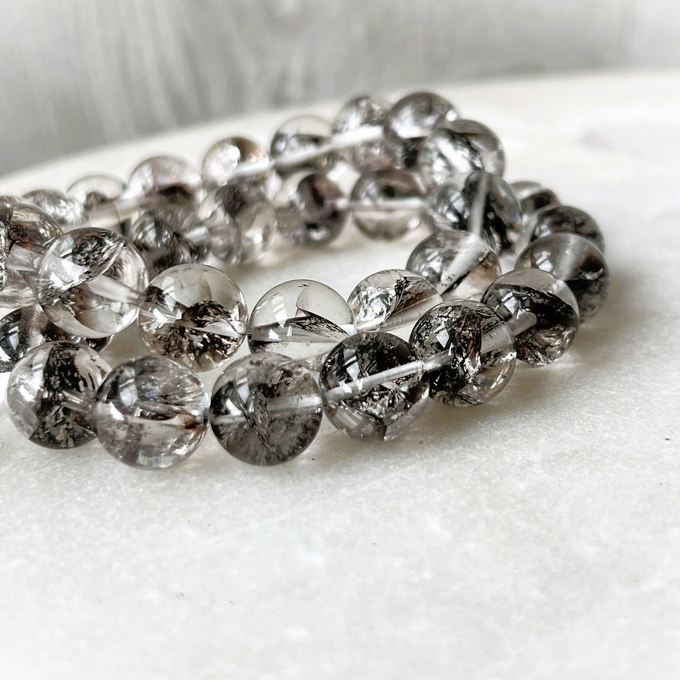 Thumbnail: HQ Black Crackle Quartz Bead Bracelet