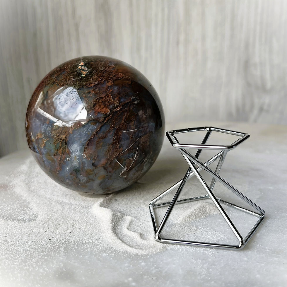 Thumbnail: Blue Iron Moss Agate Sphere - Indonesia