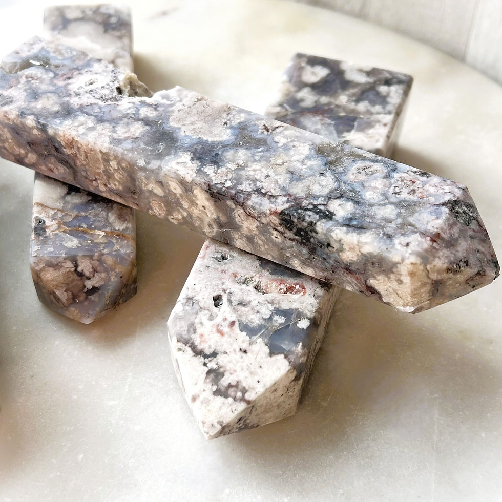 Blue Cherry Blossom Agate Tower