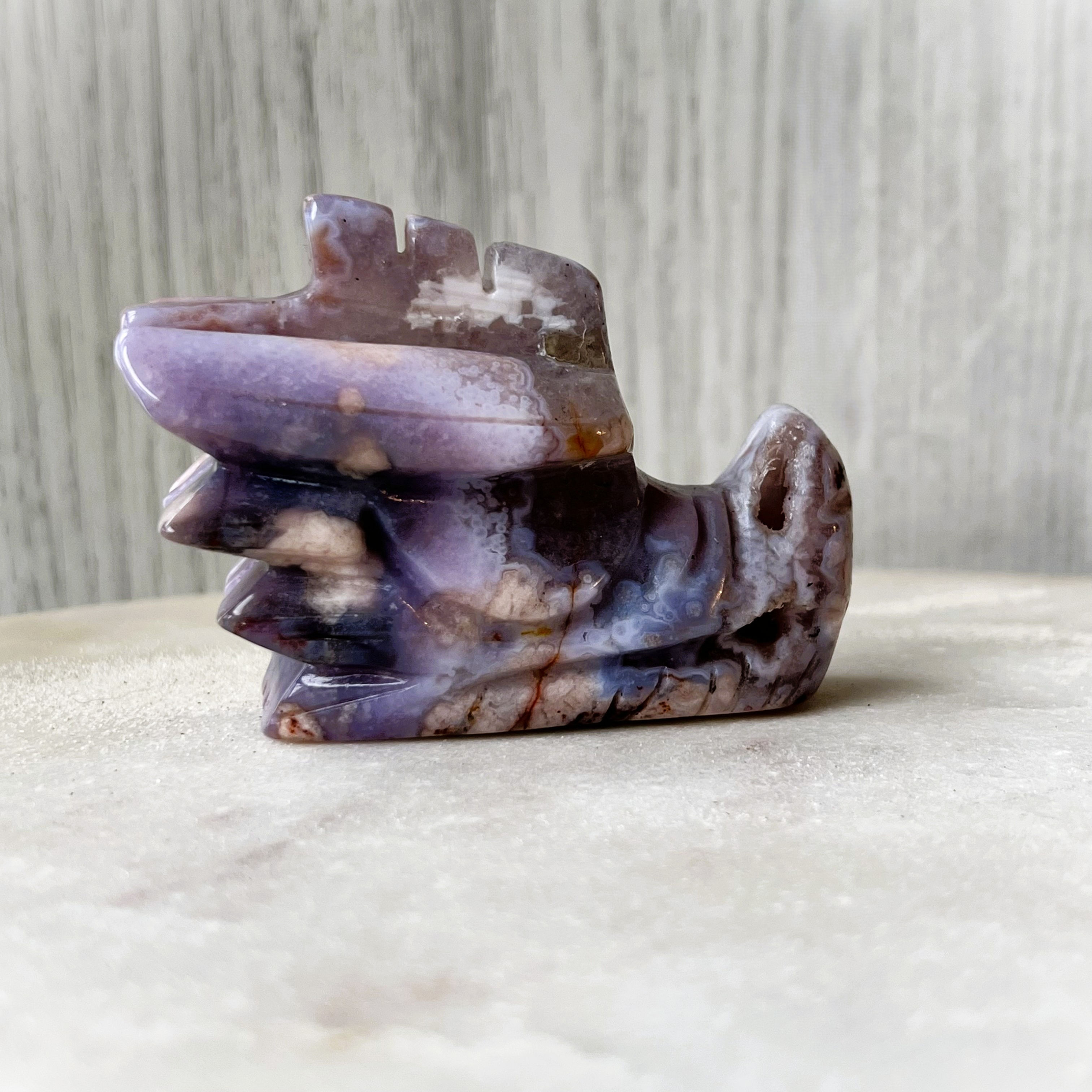 Purple Cherry Blossom Agate Dragon