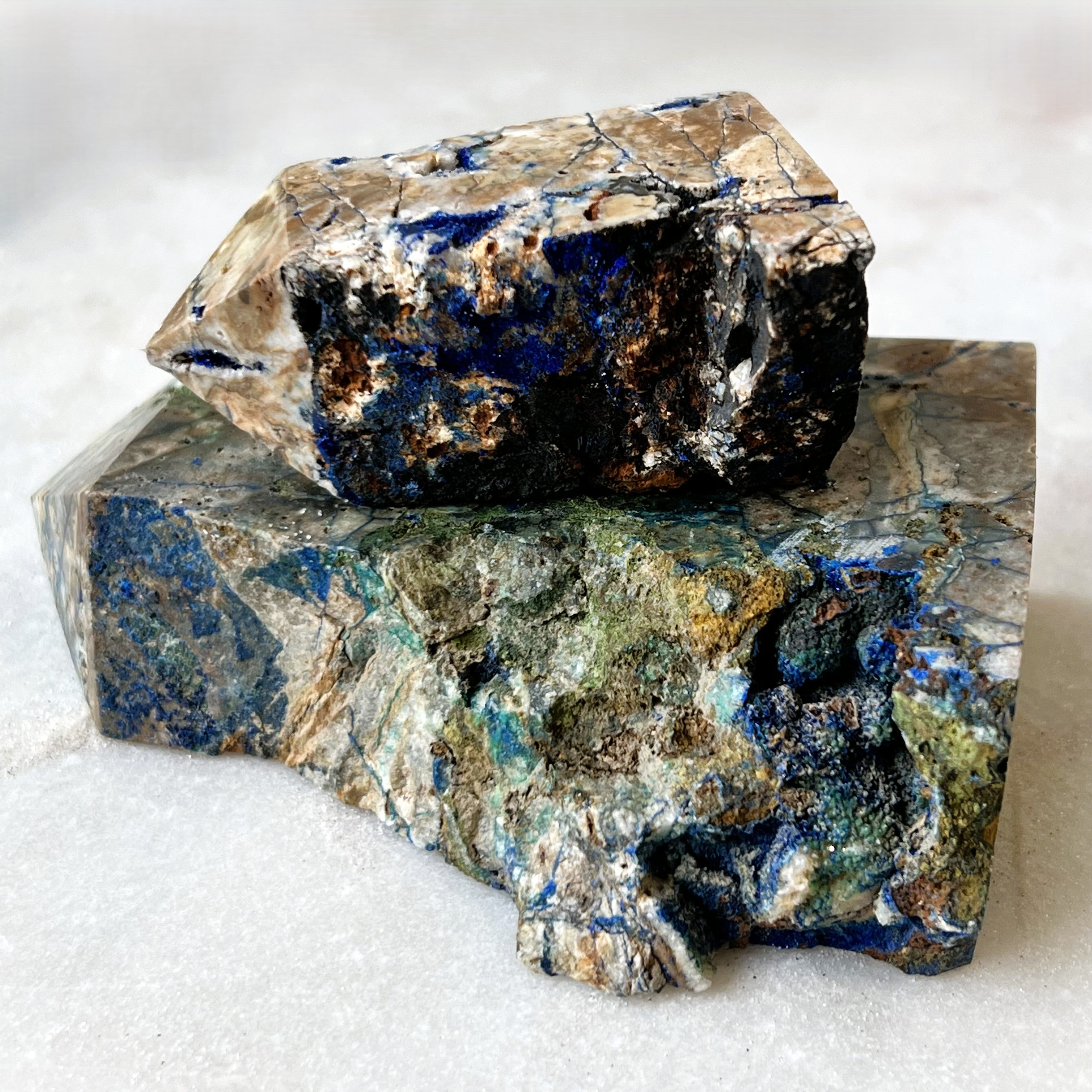 Azurite x Chrysocolla in Matrix Tower - Morocco
