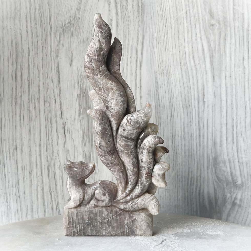 Thumbnail: White Moonstone Nine Tailed Fox with Moon