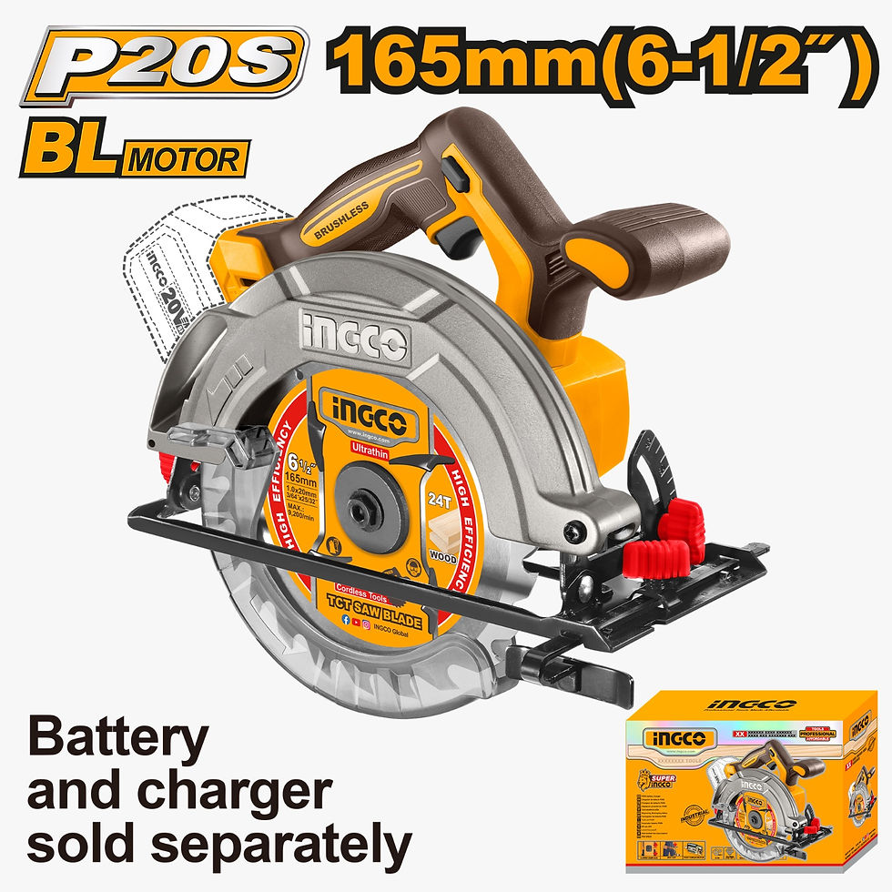 INGCO Cordless 20V P20S 165mm Circular Saw Brushless Motor and Colour branded box