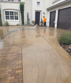 Soft washing driveway