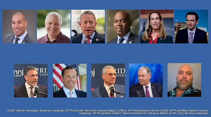 graphic showing photos of new jersey candidates for governor's office