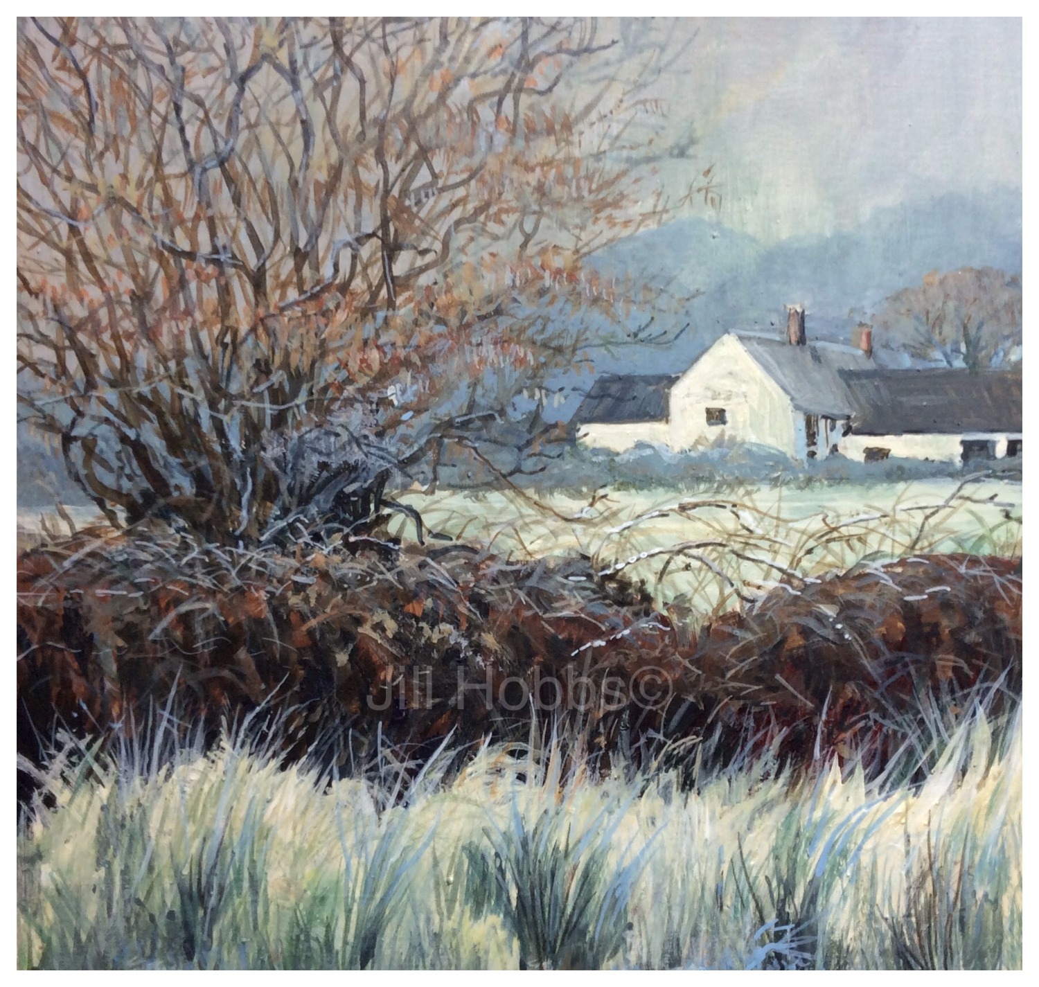 Farm under frost, Between Pontnewynydd and Sebastopol. Acrylic_edited_edited