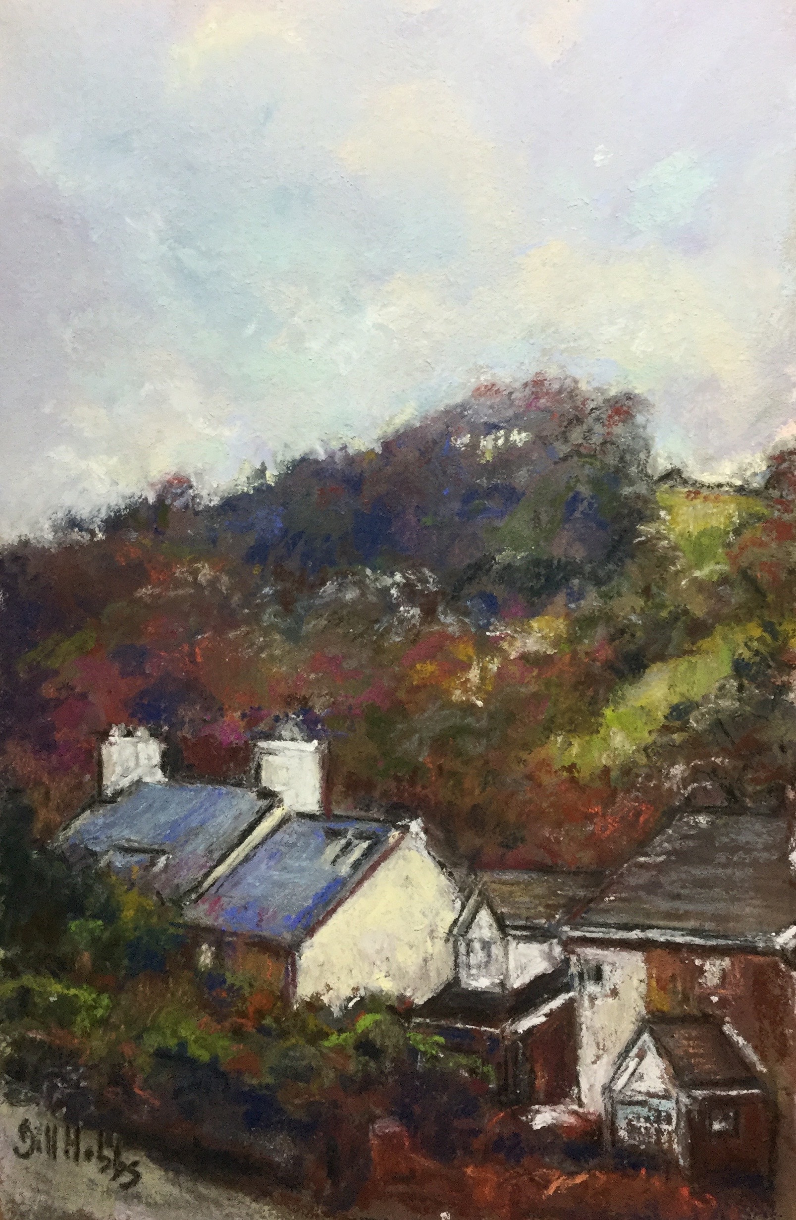 Coming home, Pontypool Park. Pastel.