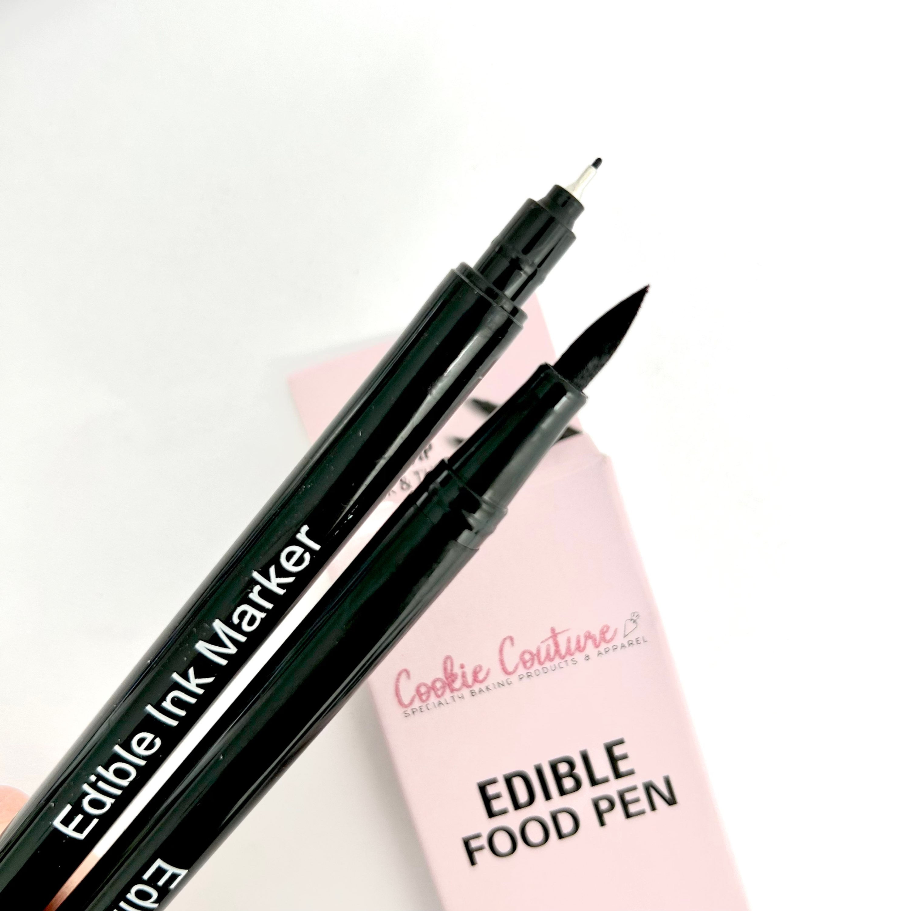 PLUMON NEGRO DOBLE PUNTA [Punta fina+pincel] de tinta comestible COOKIE COUTURE
