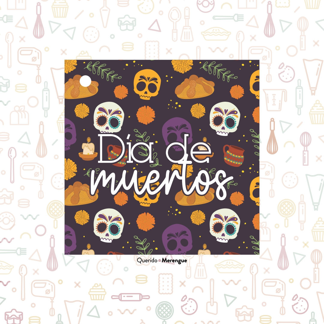 ARCHIVO DIGITAL Tarjeta 4x4 para imprimir 60 pz Dia de muertos 2 Negro
