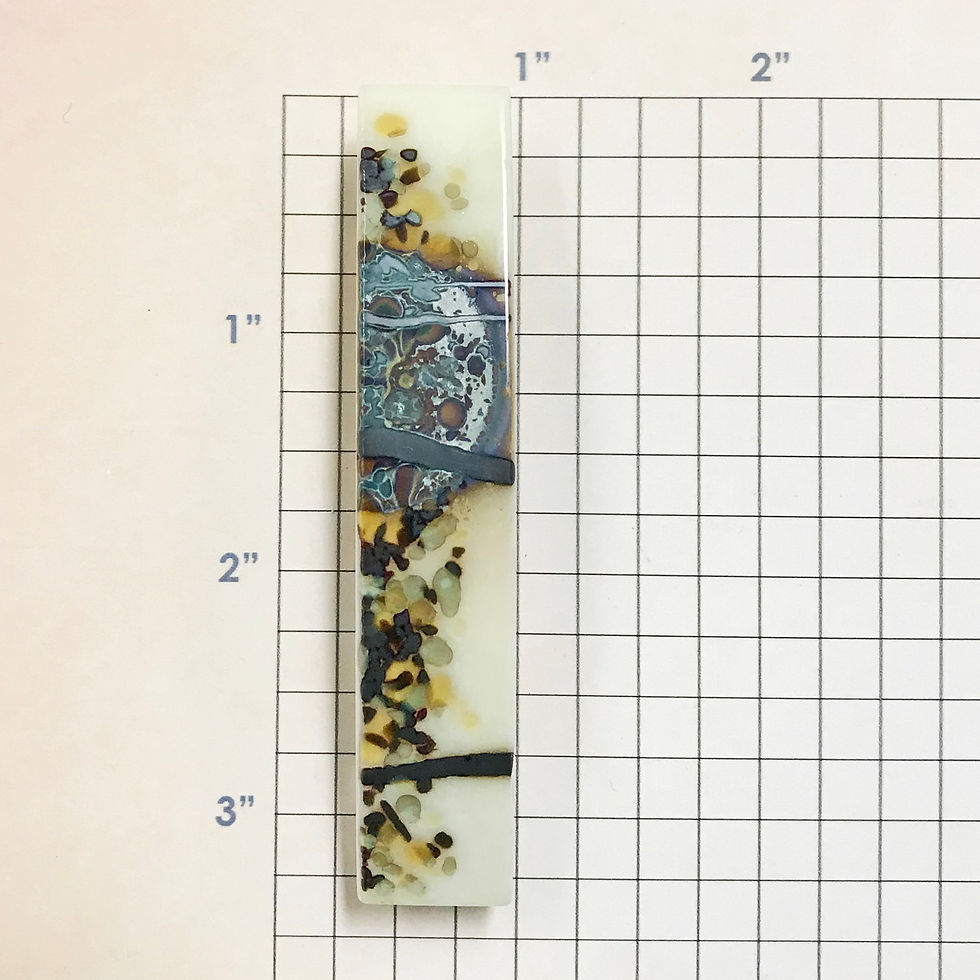 Thumbnail: Contemporary glass barrette, teal and amber flecks, medium size