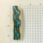 Medium size glass hair clip, teal and ivory abstract design