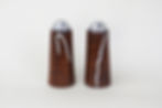 Dark Walnut salt and pepper shakers with silver colored chip inlay