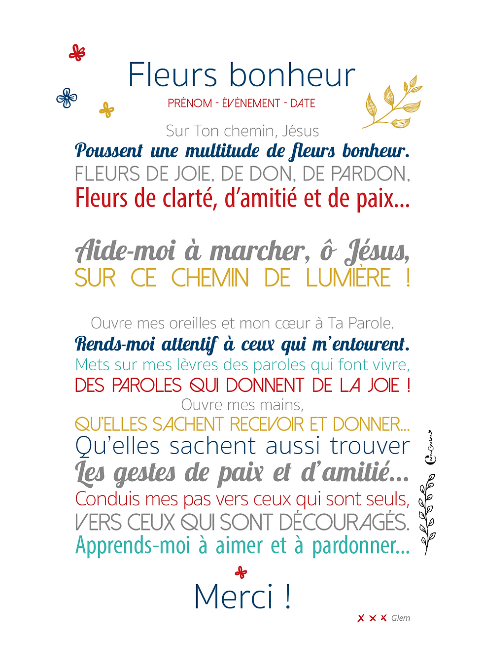 Miniature : Personnalisation d'affiche-prière (13X18 cm)