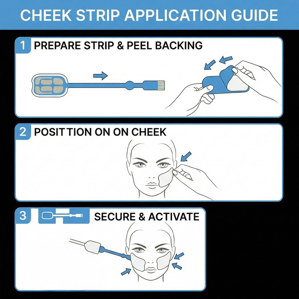 Placement diagram showing NuTona EM cheek facial patches