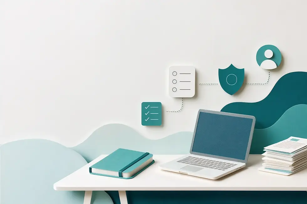 Desk with an open laptop.webp