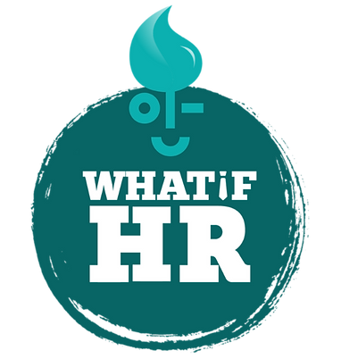 Transparent logo with letters that read What if HR