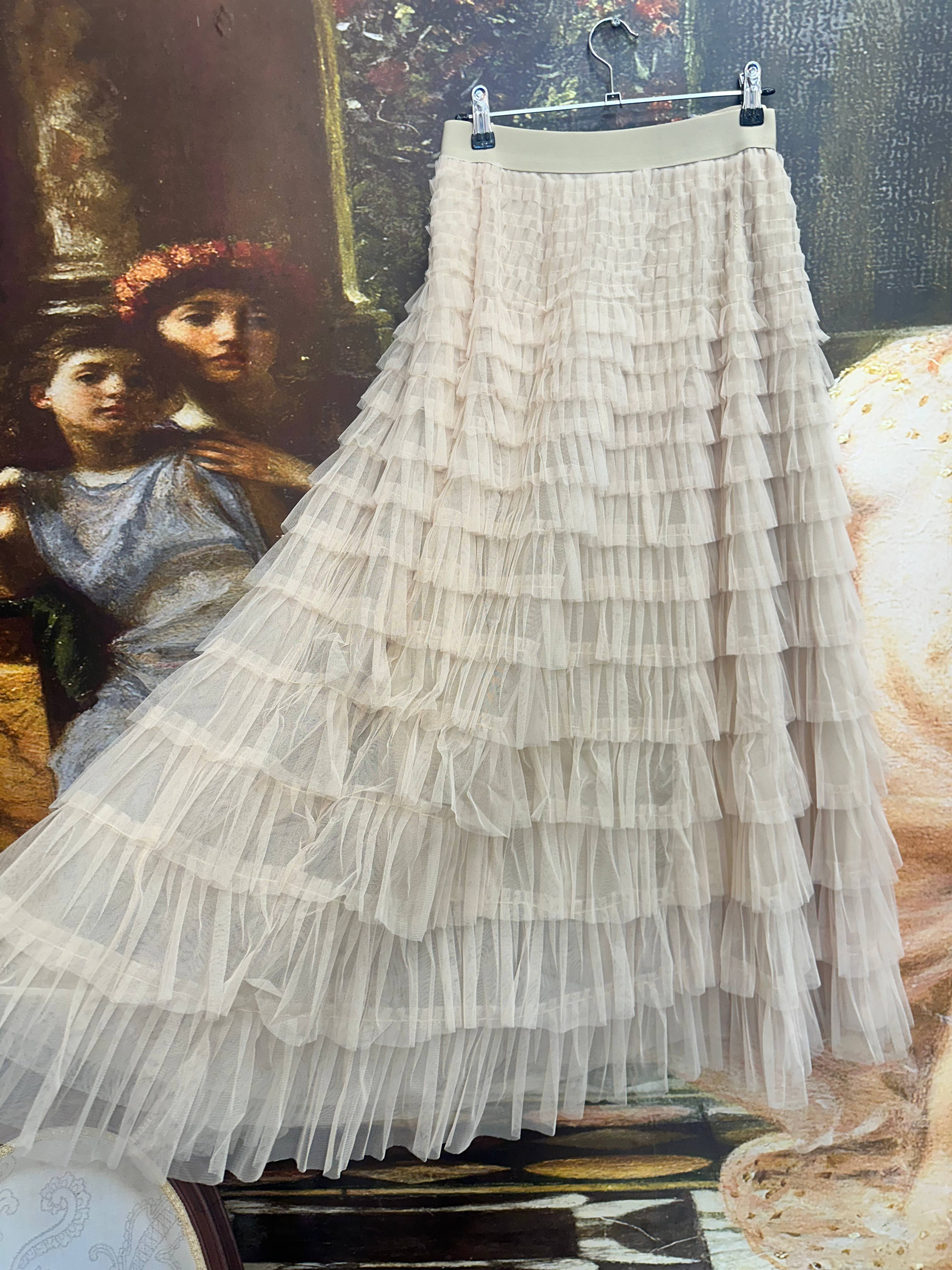 Beige tulle skirt osfm