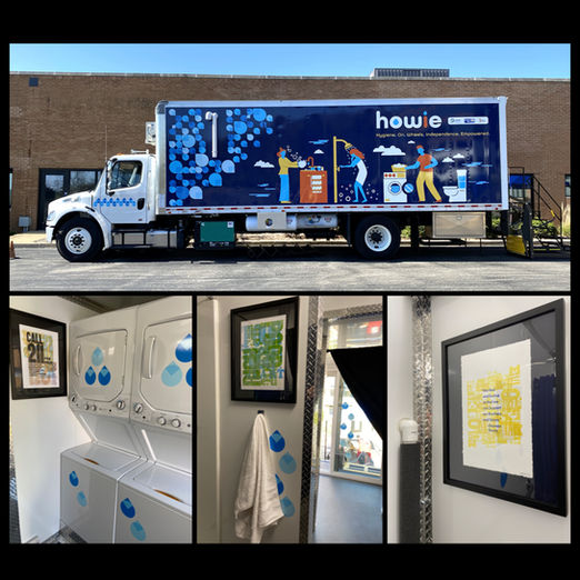 I worked with Phoenix Community Development Services, the Heart of Illinois United Way®, and Home for All Continuum of Care to design the exterior and interior artwork of the hygiene-on-wheels vehicle for the central Illinois community.