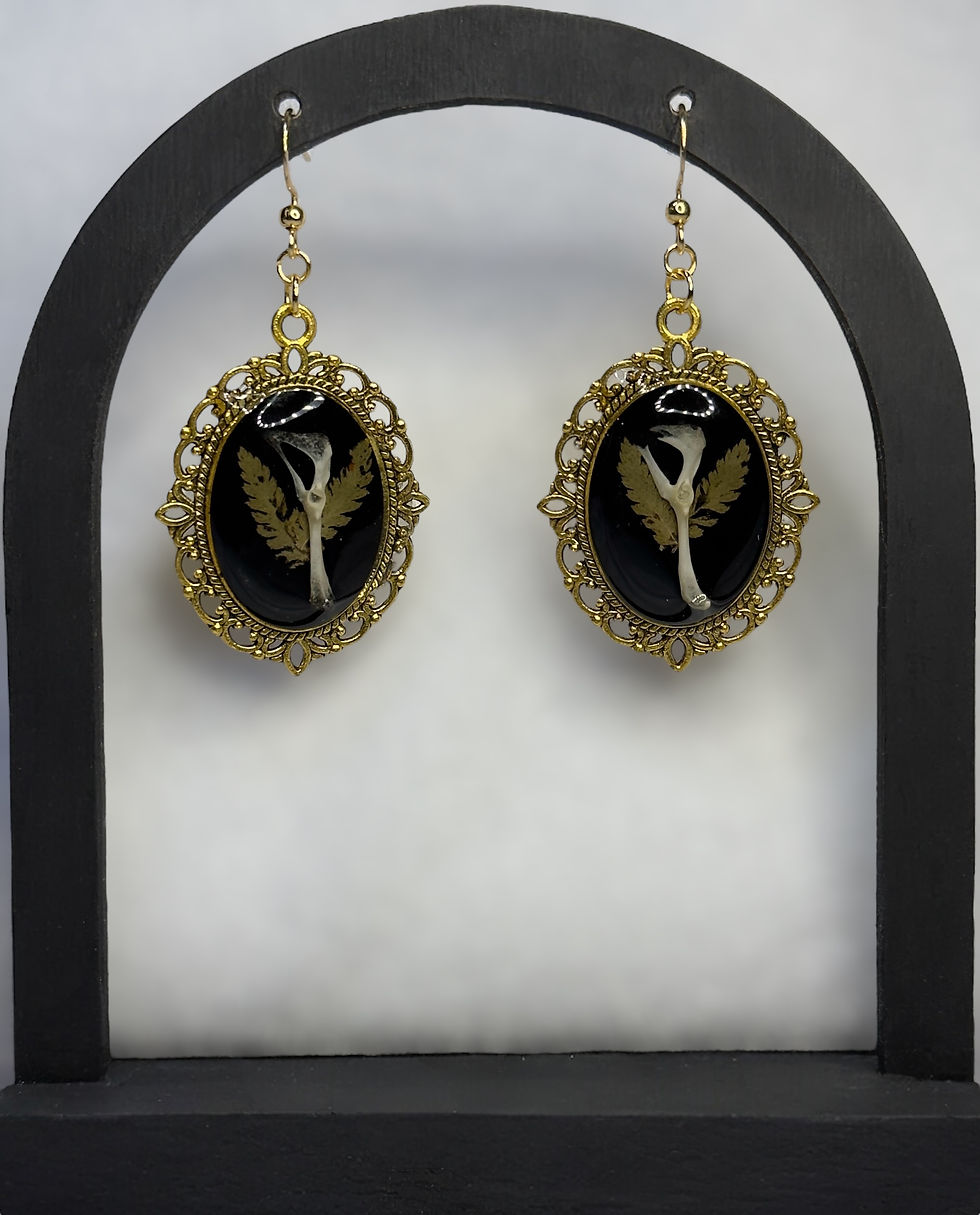 Miniature : Boucle d'oreilles ossement et feuille or ou argent